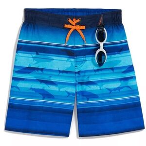 Zero Xposur boy’s blue shark print swim trunks size 14/16